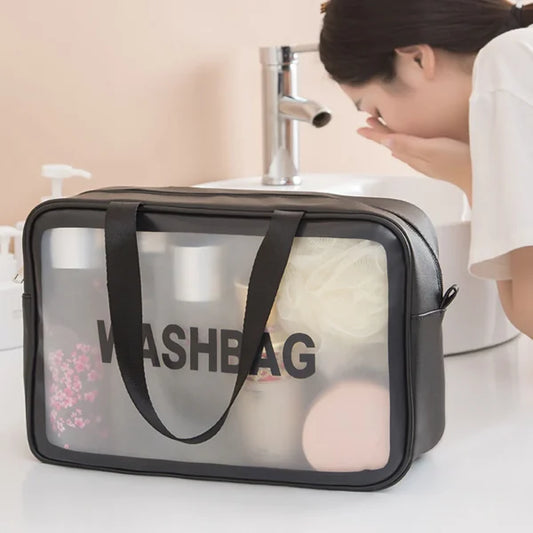 Waterproof Washbag Cosmetic Transparent Travel Cosmetic Zipper Storage Bag For Women (random Color)